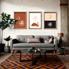 橙色画现代简约客厅背景墙装饰画设计师小众风抽象木框画~~