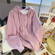 商场撤柜尾货外贸大牌慵懒风，紫色拉链开衫，外套2024春秋薄款女