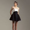 越南小众GEM 2022冬季简约黑白拼色高收腰吊带抹胸优雅连衣裙