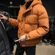 男士冬季面包服羽绒棉，外套短款加厚棉衣橘色潮流棉服韩版棉袄连帽