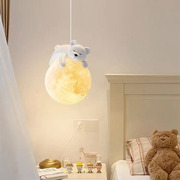 小熊床头吊线灯现代简约男女孩儿童房卧室过道阳台餐厅主卧小吊灯