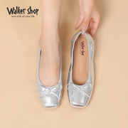 Walker Shop平底单鞋女2024春季浅口百搭软底奶奶鞋豆豆鞋子