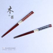 出口日式和风筷子 创意个性筷子 天然原木铁筷 印花木制品筷子