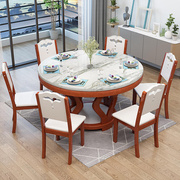 大理石餐桌圆桌1.5米1.6餐厅，圆形饭桌家用现代简约实木餐桌椅组合
