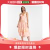 香港直邮潮奢 ASOS 女士设计束腰低腰粉色橙色扎染中长连衣裙