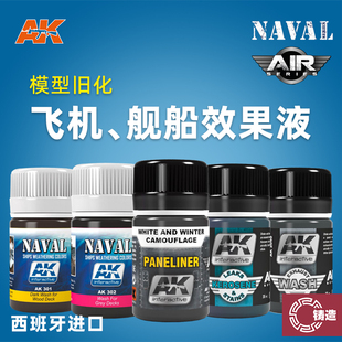 铸造模型 西班牙AK 飞机舰船旧化效果液 甲板渍洗油污锈痕液 35ml