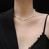 气质复古珍珠项链女小众设计感双层叠戴流苏颈链锁骨链