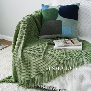 北欧简约风针织沙发盖毯空调毯毛毯床尾巾装饰样板房搭巾