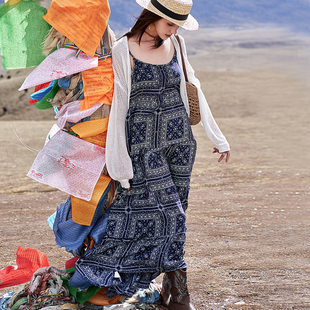波西米亚连衣裙文艺气质吊带裙，新疆旅游穿搭海边沙滩，裙度假长裙女