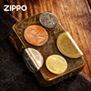 zippo打火机正版1941复刻硬币贴章天下宝藏收藏煤油防风