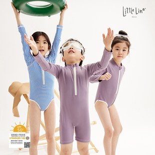 littlelineupf50+防晒长袖连体，泳衣儿童冲浪服高弹速干泳装