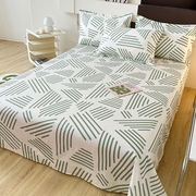 全棉床单单件简约风条纹双人，1.5米1.8单人宿舍家用纯棉被单三件套