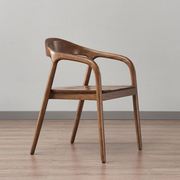 中式餐椅创意北欧实木真皮，靠背椅子简约家用书房圈椅肯尼迪总统椅