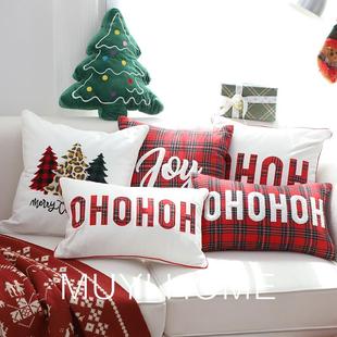圣诞节日抱枕节日装饰客厅沙发抱枕套靠枕卧室红色靠垫不带芯