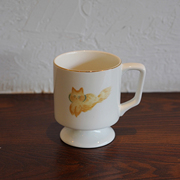 ES 法式小众水彩手绘猫咪陶瓷杯马克杯ins风金边复古咖啡杯创意