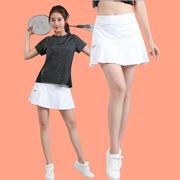 运动短裤女裙裤半身瑜伽跑步短裙子薄款纯色网球裙白色羽毛球健身
