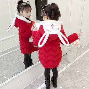 女童冬装棉衣2024韩版棉袄宝宝厚外套儿童中长款洋气羽绒棉服