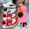 儿童红色新年鞋2023年冬季男童女童加绒板鞋二棉鞋百搭运动鞋