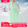 aui绿色设计感小众西装，连衣裙套装2023女夏时尚(夏时尚)显瘦裙两件套