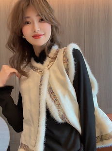 大牌外贸撤回今年流行新中式轻国风女装棉服旗袍马甲两件套装