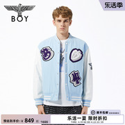 boylondon高街潮牌秋冬情侣，款刺绣徽章，撞色夹克棉服厚外套n29000