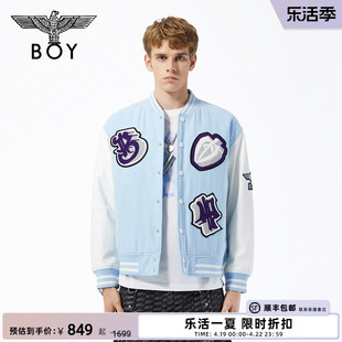 boylondon高街潮牌秋冬情侣款，刺绣徽章撞色夹克棉服厚外套n29000