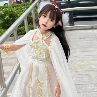 儿童民族风西域女神cos女童白色精灵裙新疆喀什女孩异域公主套装