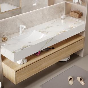 岩板陶瓷无缝一体现代简约洗手洗脸盆浴室柜组合卫生间洗漱台定制