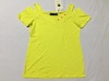 黄色v领短袖棉质t恤舒适休闲清新百，搭运动设计感纽扣