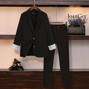 XZ021套装-大码西装套装微胖mm大码女装九分裤套职业装套外套女