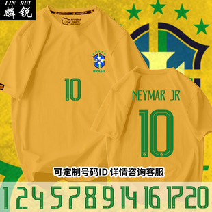2021美洲杯巴西国家队足球迷，服内马尔短袖t恤衫男女纯棉半袖衣服