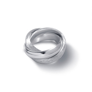 时髦吞金兽极简小众设计925纯银三环一体拉丝亮面宽版戒指气质百