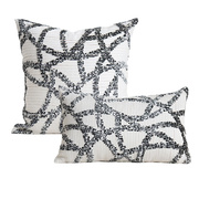 居言轻奢现代简约黑白割绒提花抽象抱枕样板间客厅沙发靠枕靠垫