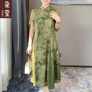 妈妈夏装新中式国风，改良旗袍中年女母亲节气质，连衣裙中老年长裙子