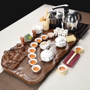 整套紫砂茶具套装家用陶瓷四合一功夫茶具电磁炉中式实木茶盘简约