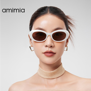 amimia·loop复古椭圆，猫眼显脸小墨镜女窄框防紫外线太阳镜