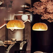 餐厅茶室中式吊灯创意个性，饭店竹编吊灯，禅意榻榻米阳台日式吊灯