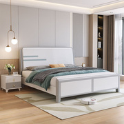 简约实木床1.5m白色儿童床，现代灰色极简轻奢小户型，卧室储物高箱床