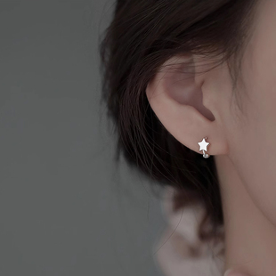 925纯银星星耳环小众设计高级感耳钉女2022年潮耳饰耳扣耳圈