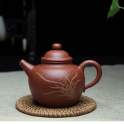 宜兴一厂老紫砂壶纯手工粗砂朱泥复古茶壶金鼎商标泥绘茶具掇只壶