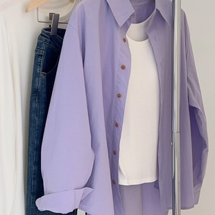 胖mm特大码300斤紫色长袖，衬衫女春秋，设计感小众宽松防晒衬衣外套2