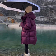 欧货泡芙服女2024冬季新款连帽中长款时尚加厚棉服保暖宽松外套潮