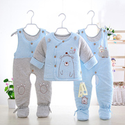 新生婴儿衣服冬季3个月，初生秋冬棉袄0-1岁宝宝，棉衣套装三件套加厚
