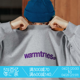warmtrees2023aw品牌小写，logo绣花蝙蝠袖，圆领卫衣