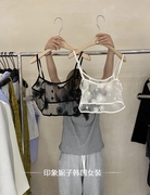 韩国24夏重工蕾丝，小吊带罩衫，洋气气质百搭波点背心