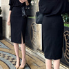 春季高端半身裙女高腰包臀裙黑色长裙气质开叉一步裙小个子