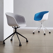 白色电脑椅创意家用书桌椅办公椅转椅北欧风会议接待椅靠背洽谈椅