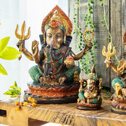 异丽泰国全铜工艺品象神摆件，纯铜印度湿婆象鼻，神泰式客厅装饰品