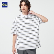 gu极优男装宽松条纹polo衫，(5分袖)2023年夏季休闲时尚流行346755