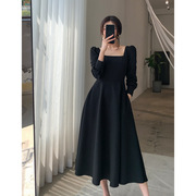 品质复古赫本风连衣长裙women long sleeve fashion dress lady